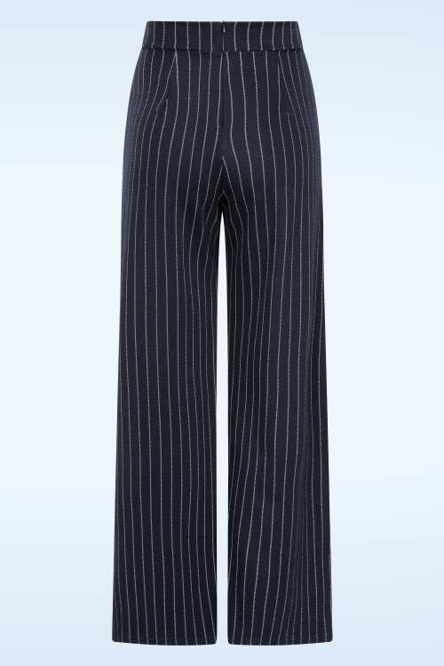 Vintage Chic for Topvintage - Topvintage exclusive ~ Bonnie pinstripe pantalon in marineblauw 3