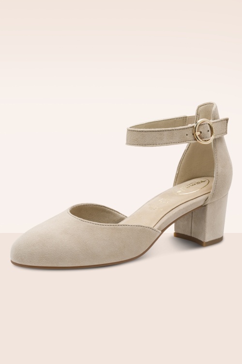 Tamaris - Tiffany Suede pumps in beige 4