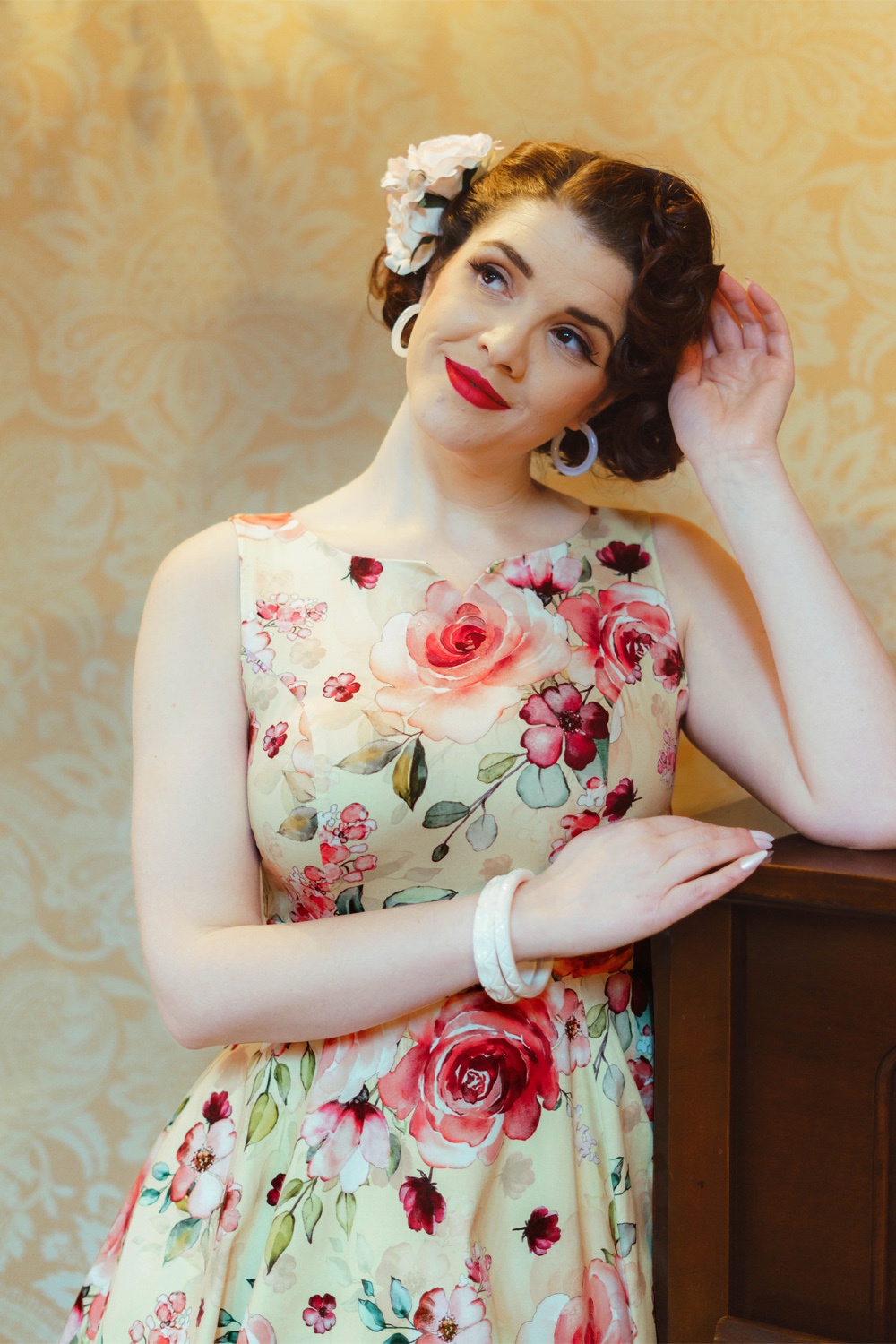 Hearts & Roses - Johanna Rose swing jurk in geel en rood 2