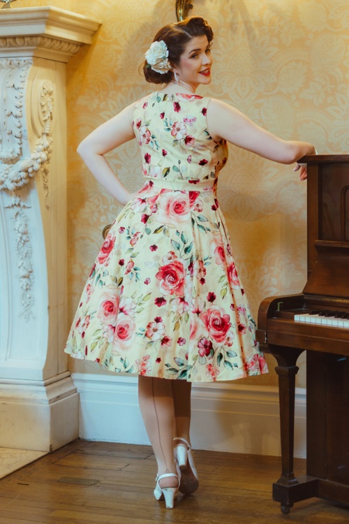 Hearts & Roses - Johanna Rose swing jurk in geel en rood 3