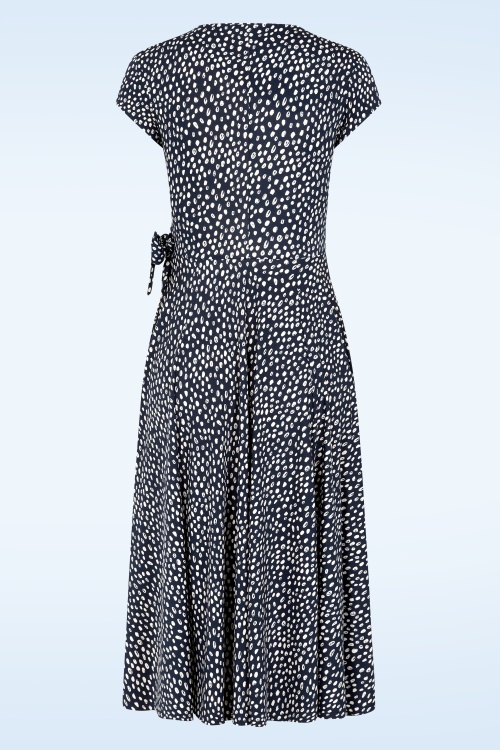 Vintage Chic for Topvintage - Topvintage exclusive ~ Layla Cross Over Dress in navy en gebroken wit 3