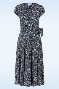 Vintage Chic for Topvintage - Topvintage exclusive ~ Layla Cross Over Dress in navy en gebroken wit