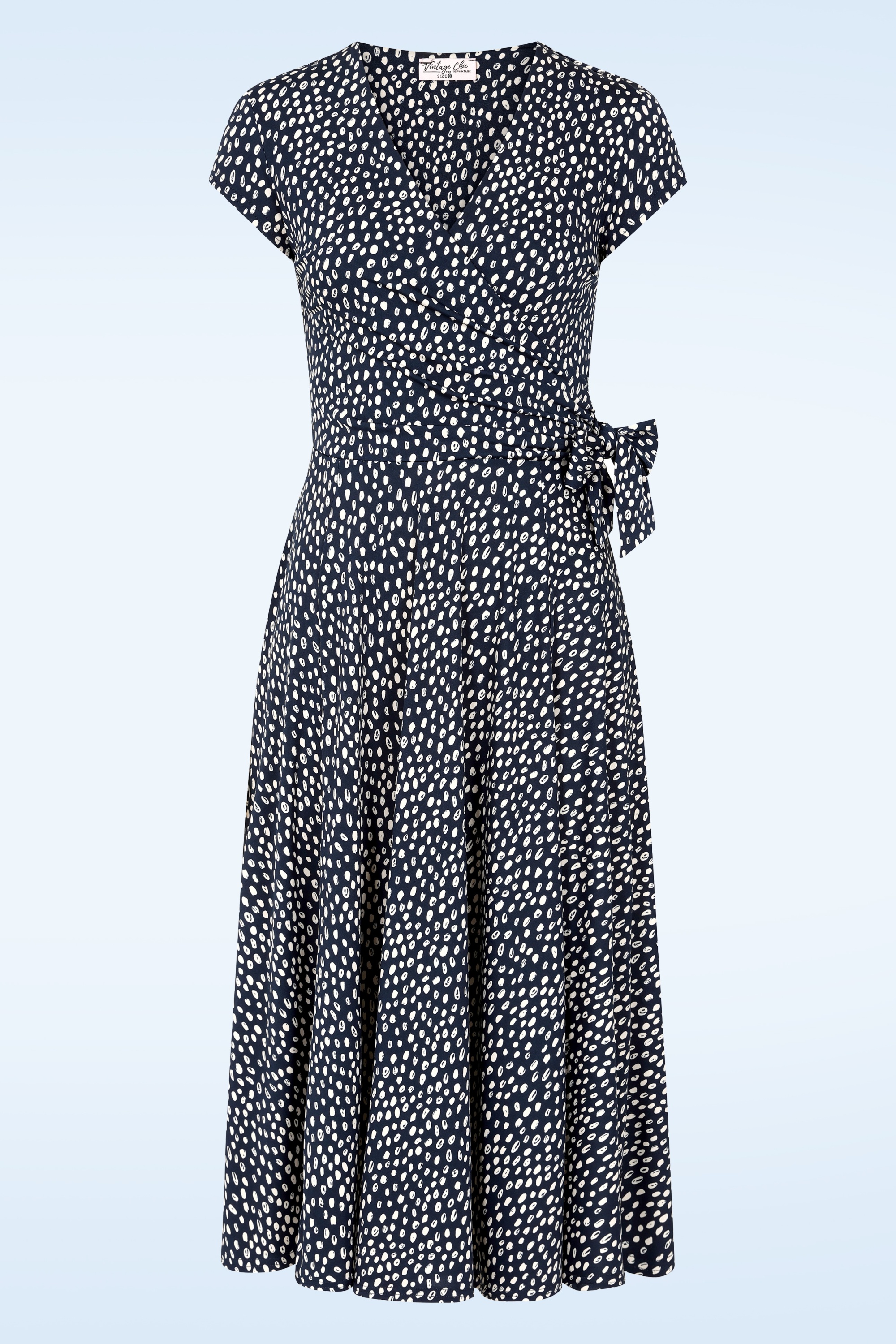 Vintage Chic for Topvintage - Topvintage exclusive ~ Layla Cross Over Dress in navy en gebroken wit