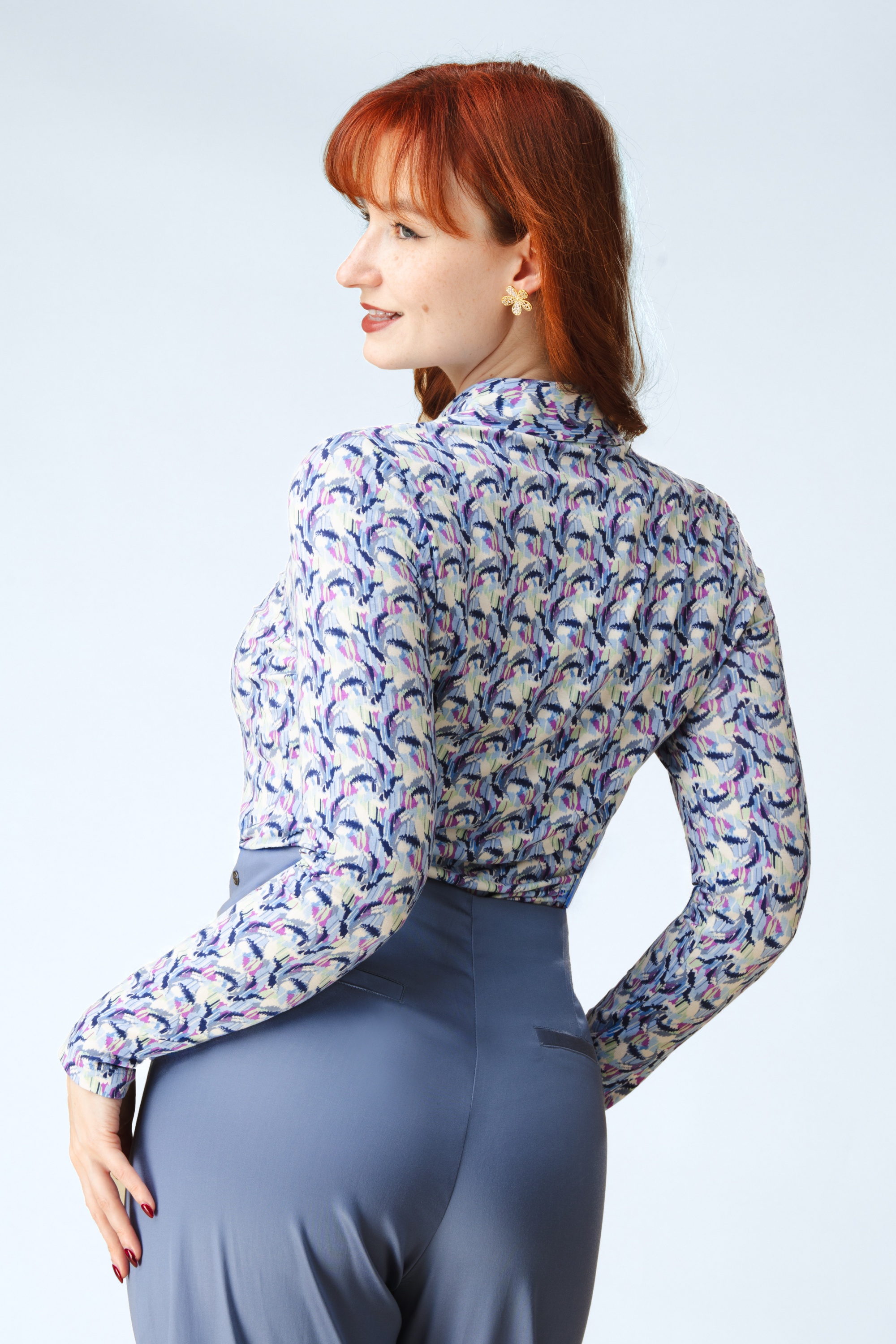 Surkana - Sara lange mouw blouse in blauw 4