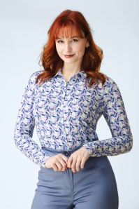 Surkana - Sara lange mouw blouse in blauw