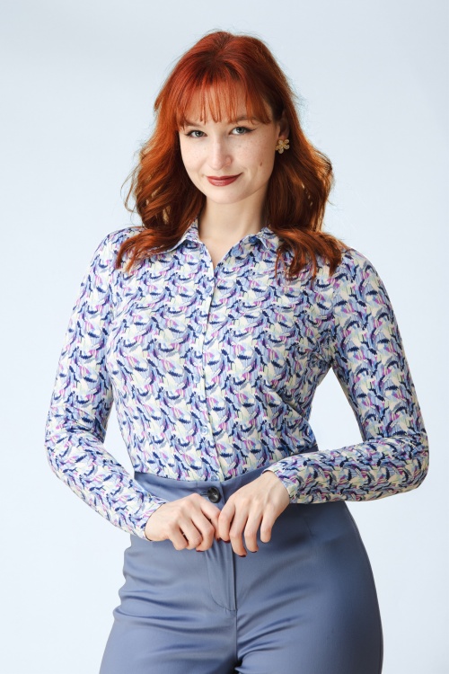 Surkana - Sara lange mouw blouse in blauw