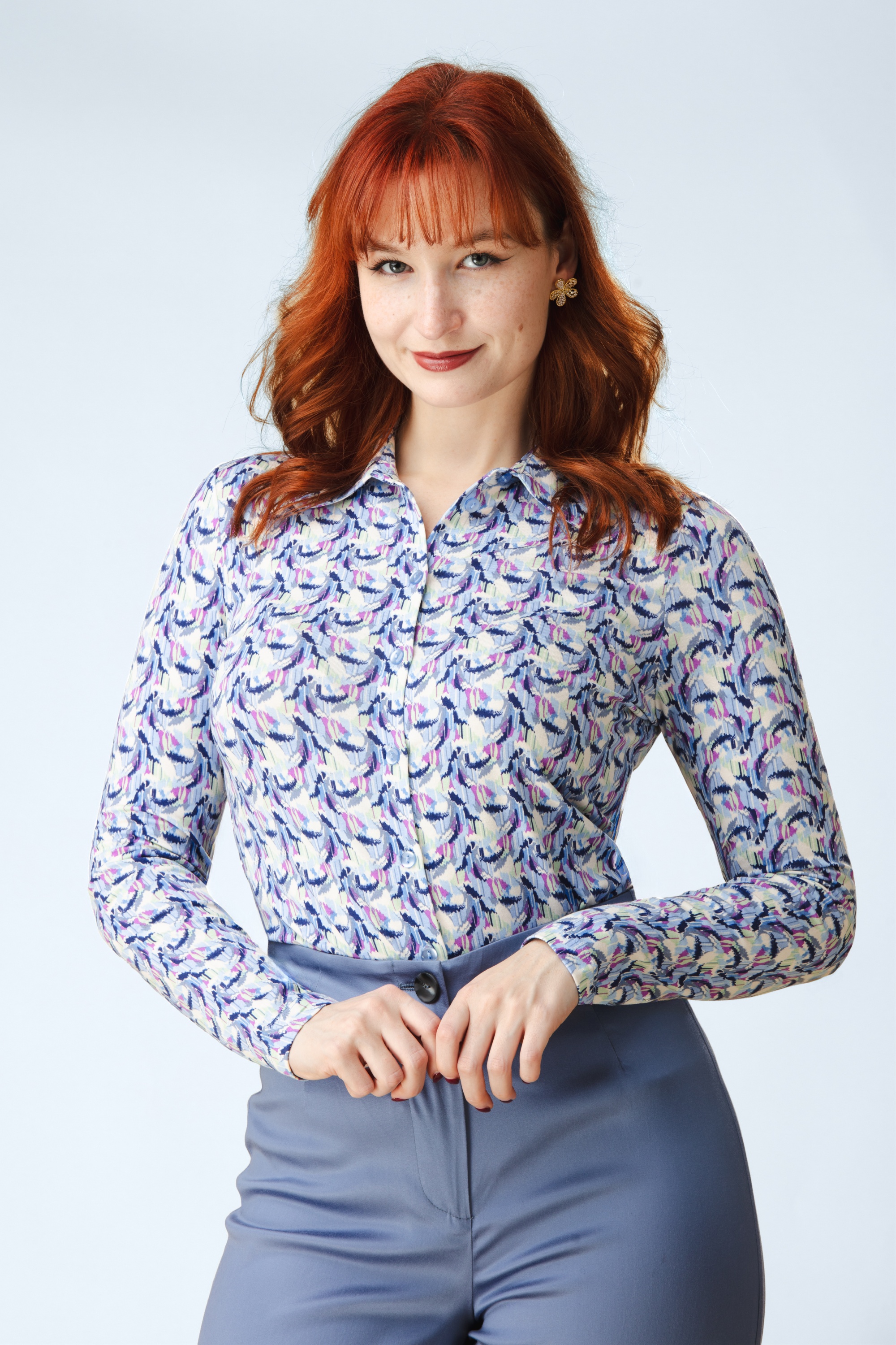 Surkana - Sara lange mouw blouse in blauw