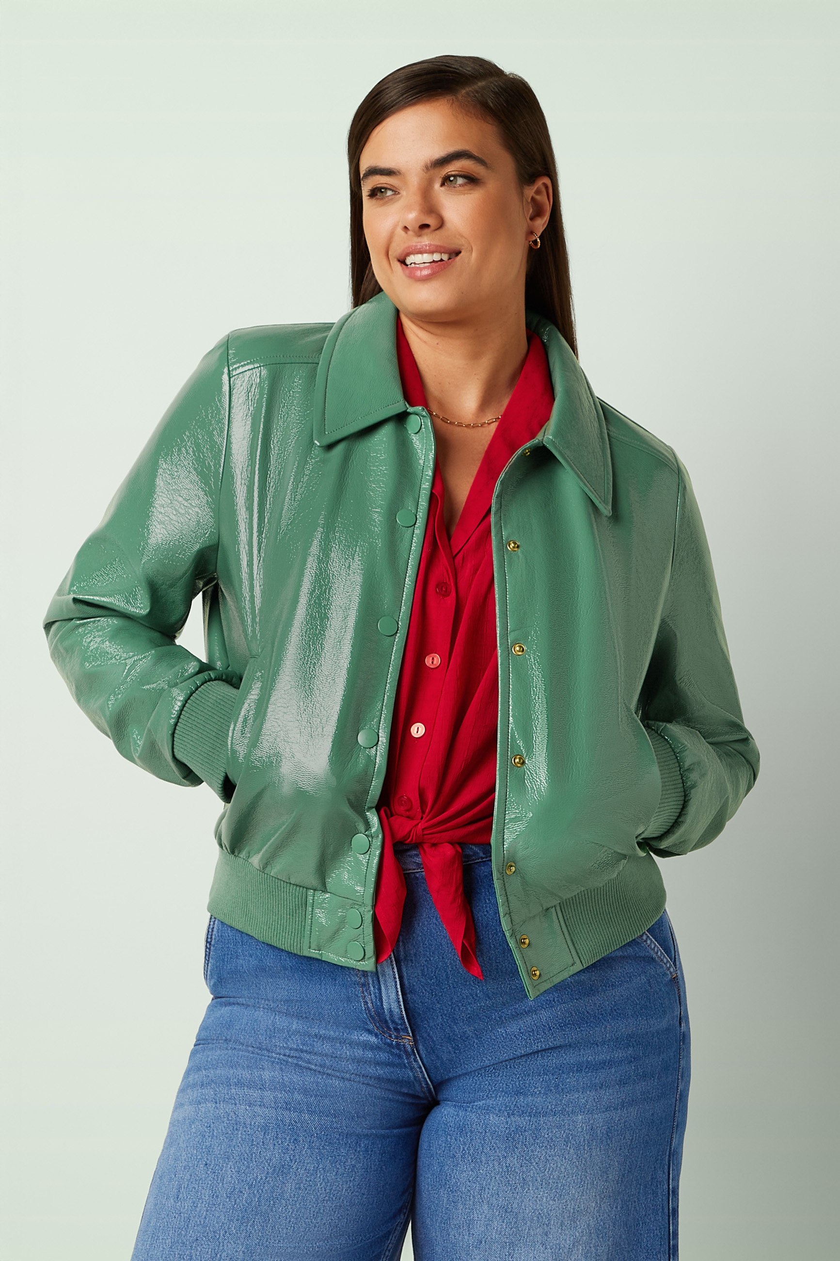 King Louie - Isa Shine jacket in neptune groen