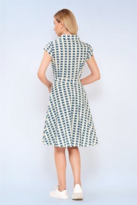 Circus - Coastal Crab jurk in crème en blauw 3