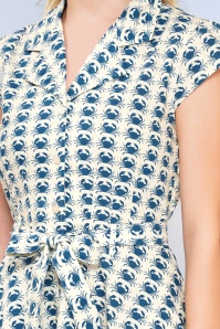 Circus - Coastal Crab jurk in crème en blauw 2