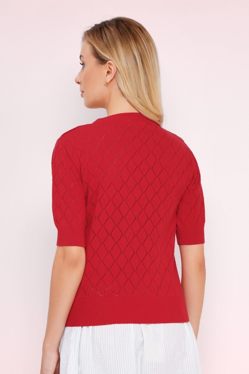 Circus - Ivy katoenen gebreide top in rood 3