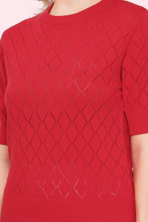 Circus - Ivy katoenen gebreide top in rood 2