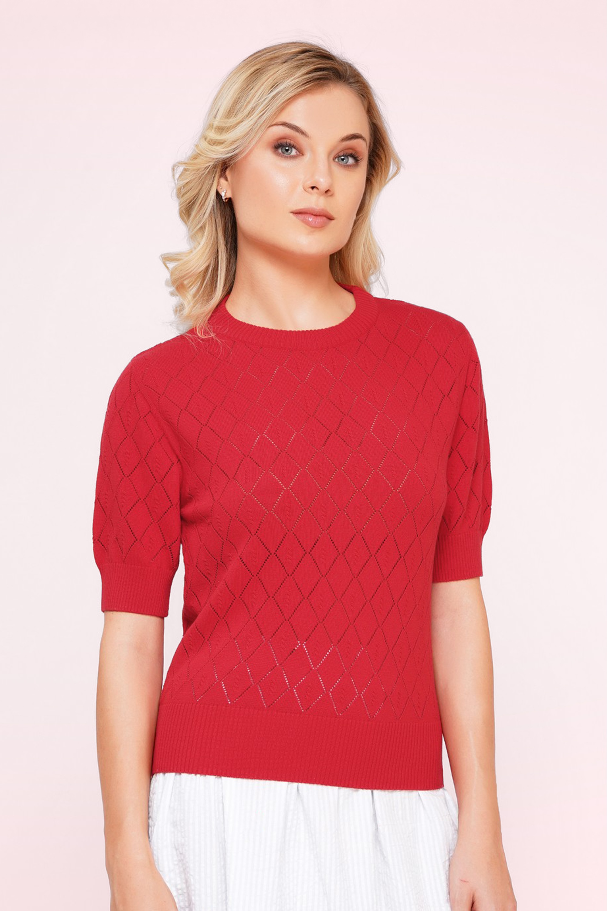 Circus - Ivy katoenen gebreide top in rood