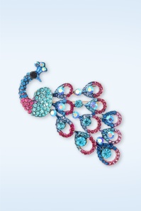 Day&Eve by Go Dutch Label - Sparkly Peacock broche in blauw en roze