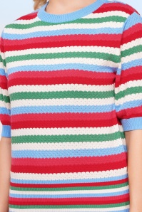 Circus - Milla katoenen gestreepte gebreide top in rood en multi 2