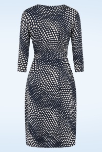 Vintage Chic for Topvintage - Topvintage exclusive ~ Lola Dot wikkeljurk in marineblauw en gebroken wit 3