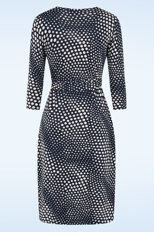 Vintage Chic for Topvintage - Topvintage exclusive ~ Lola Dot wikkeljurk in marineblauw en gebroken wit 3