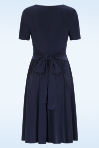Vintage Chic for Topvintage - Topvintage exclusive ~ Marina slinky swing jurk in marineblauw 3