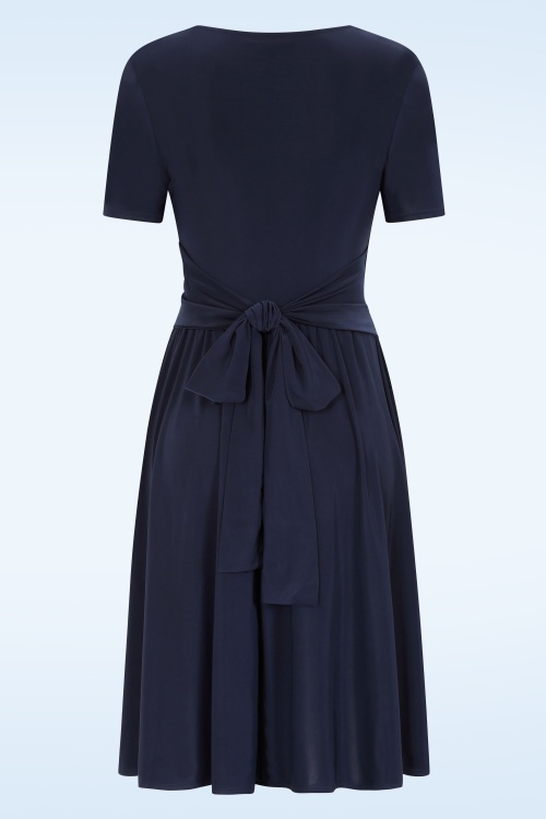 Vintage Chic for Topvintage - Topvintage exclusive ~ Marina slinky swing jurk in marineblauw 3