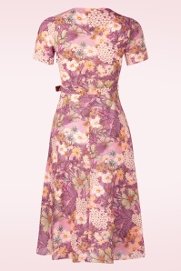 Very Cherry - Magnolia Mucha Flowers Plumeti midi jurk in roze 2