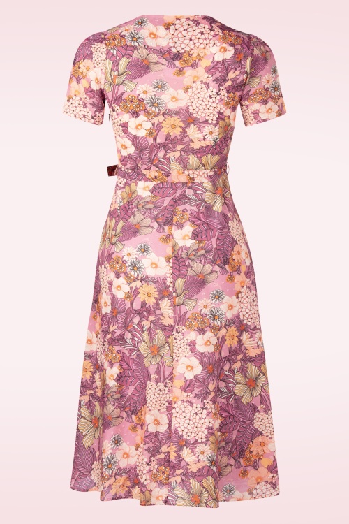 Very Cherry - Magnolia Mucha Flowers Plumeti midi jurk in roze 2