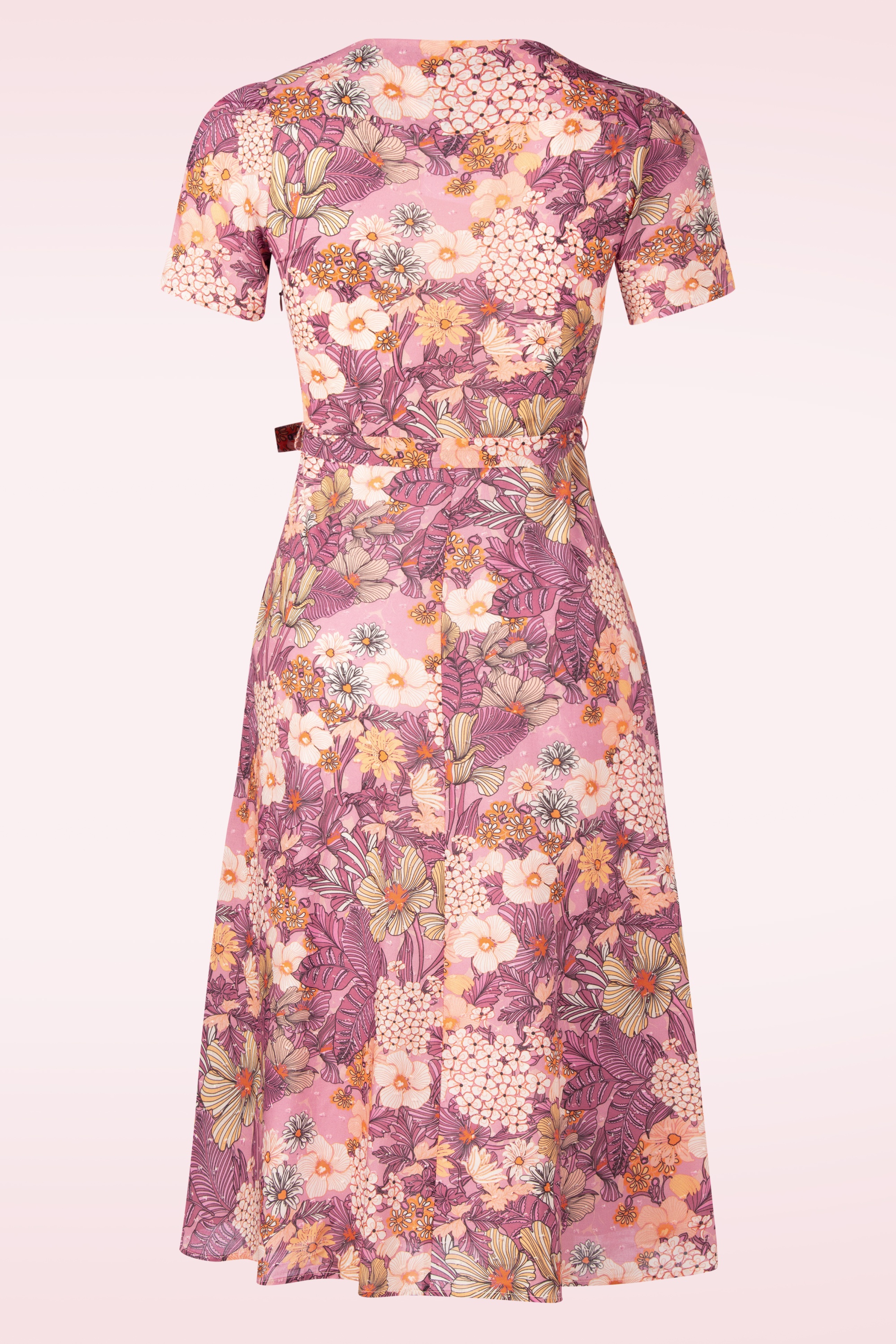 Very Cherry - Magnolia Mucha Flowers Plumeti midi jurk in roze 2