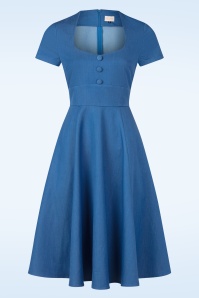 Topvintage Boutique Collection - Topvintage exclusive ~ Marlin swing jurk in blauw 3