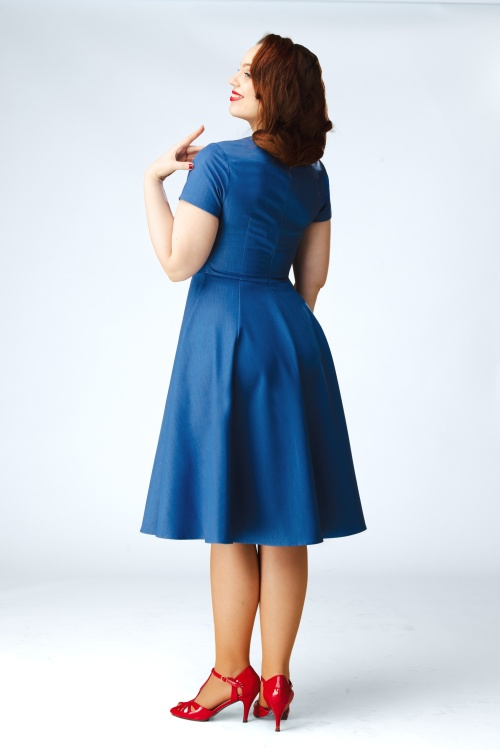 Topvintage Boutique Collection - Topvintage exclusive ~ Marlin swing jurk in blauw 2