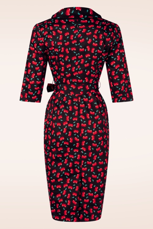 Topvintage Boutique Collection - Topvintage exclusive ~ Amour Cherry pencil jurk in zwart 4