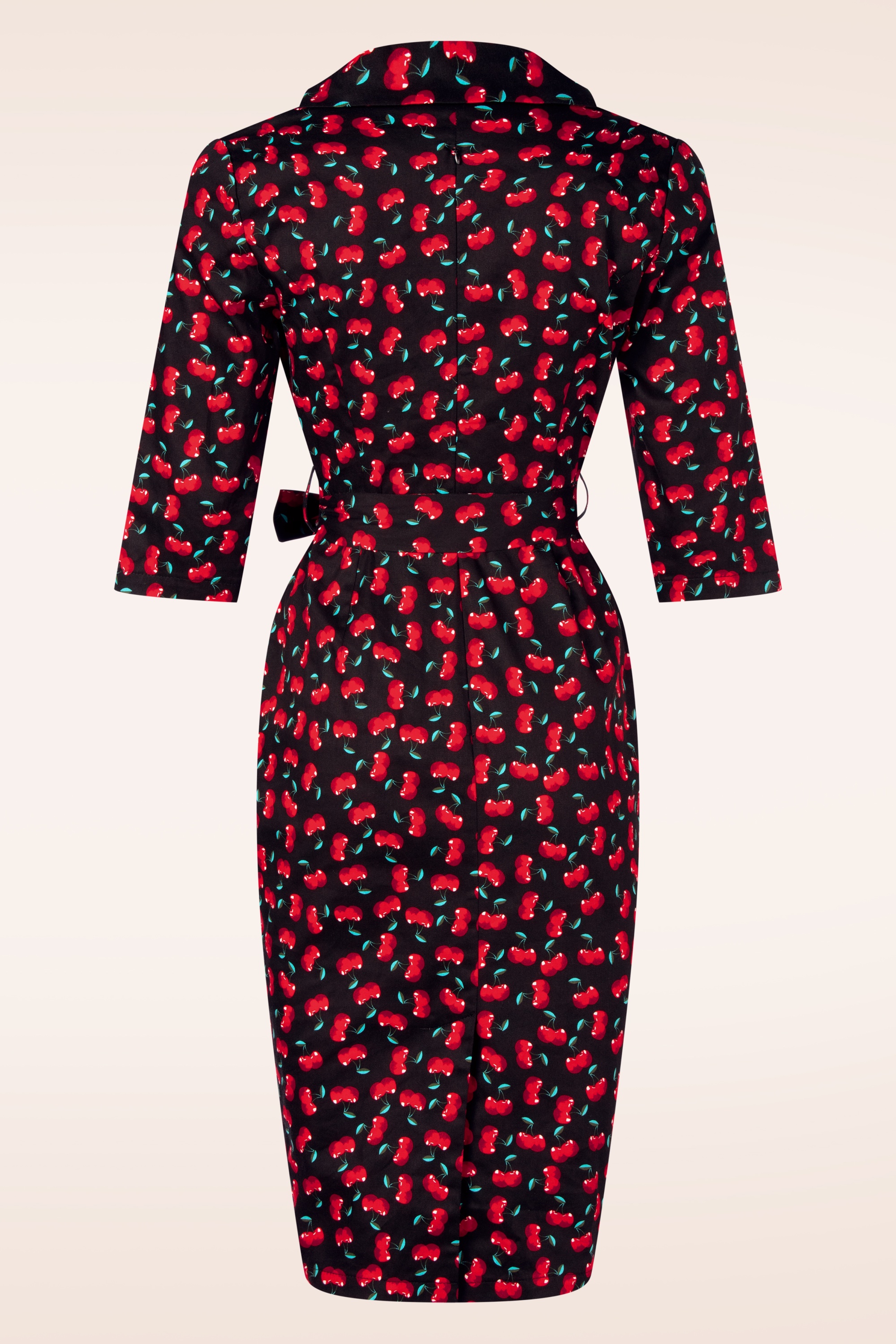 Topvintage Boutique Collection - Topvintage exclusive ~ Amour Cherry pencil jurk in zwart 4
