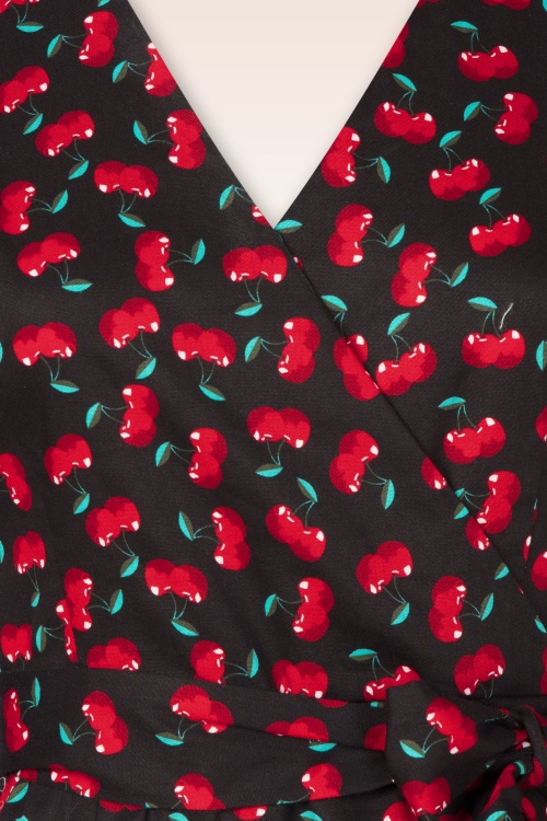 Topvintage Boutique Collection - Topvintage exclusive ~ Amour Cherry pencil jurk in zwart 5