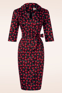 Topvintage Boutique Collection - Topvintage exclusive ~ Amour Cherry pencil jurk in zwart 3