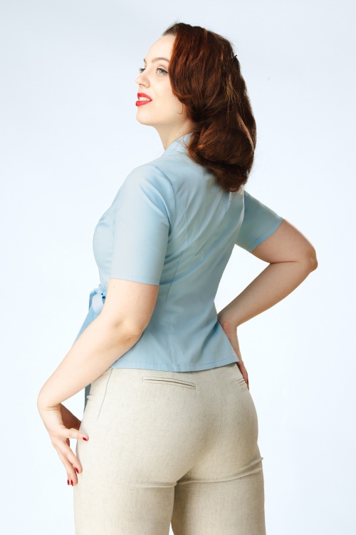 Topvintage Boutique Collection - Topvintage Exclusive ~ Sabrina blouse in lichtblauw 2