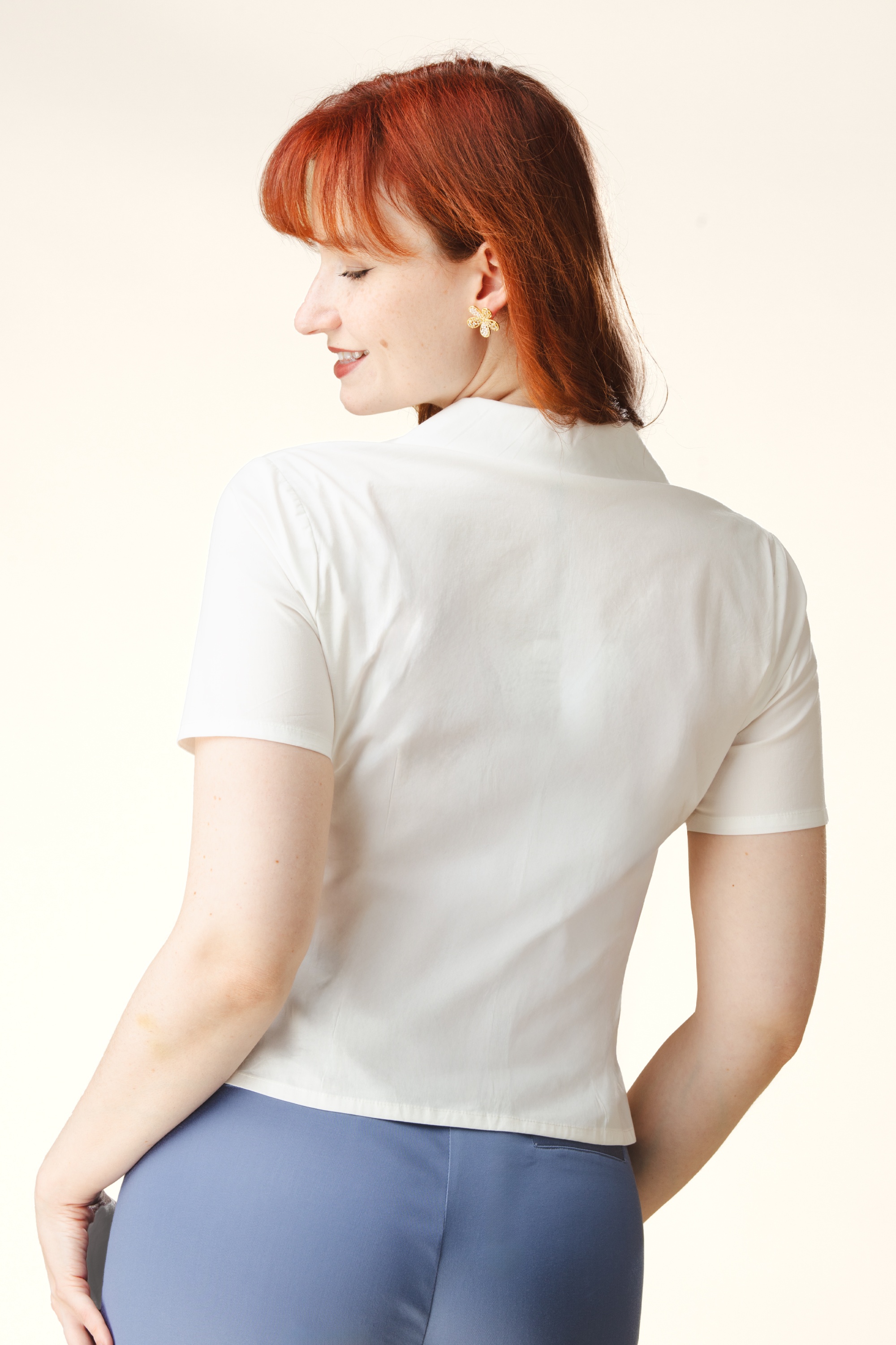 Topvintage Boutique Collection - Topvintage Exclusive ~ Lulu blouse in gebroken wit 2