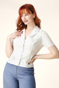 Topvintage Boutique Collection - Topvintage Exclusive ~ Lulu blouse in gebroken wit