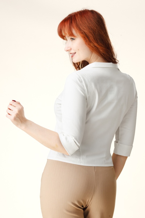 Topvintage Boutique Collection - Topvintage Exclusive ~ Katty blouse in wit 2