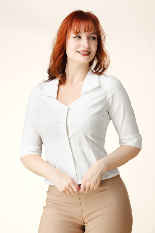 Topvintage Boutique Collection - Topvintage Exclusive ~ Katty blouse in wit