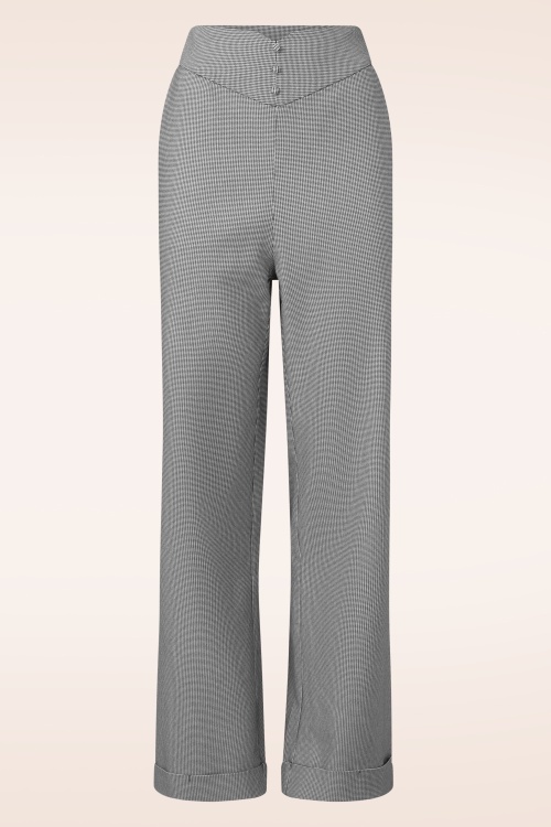Topvintage Boutique Collection - Topvintage exclusive ~ Adeline pied de poule pantalon in zwart en wit 3