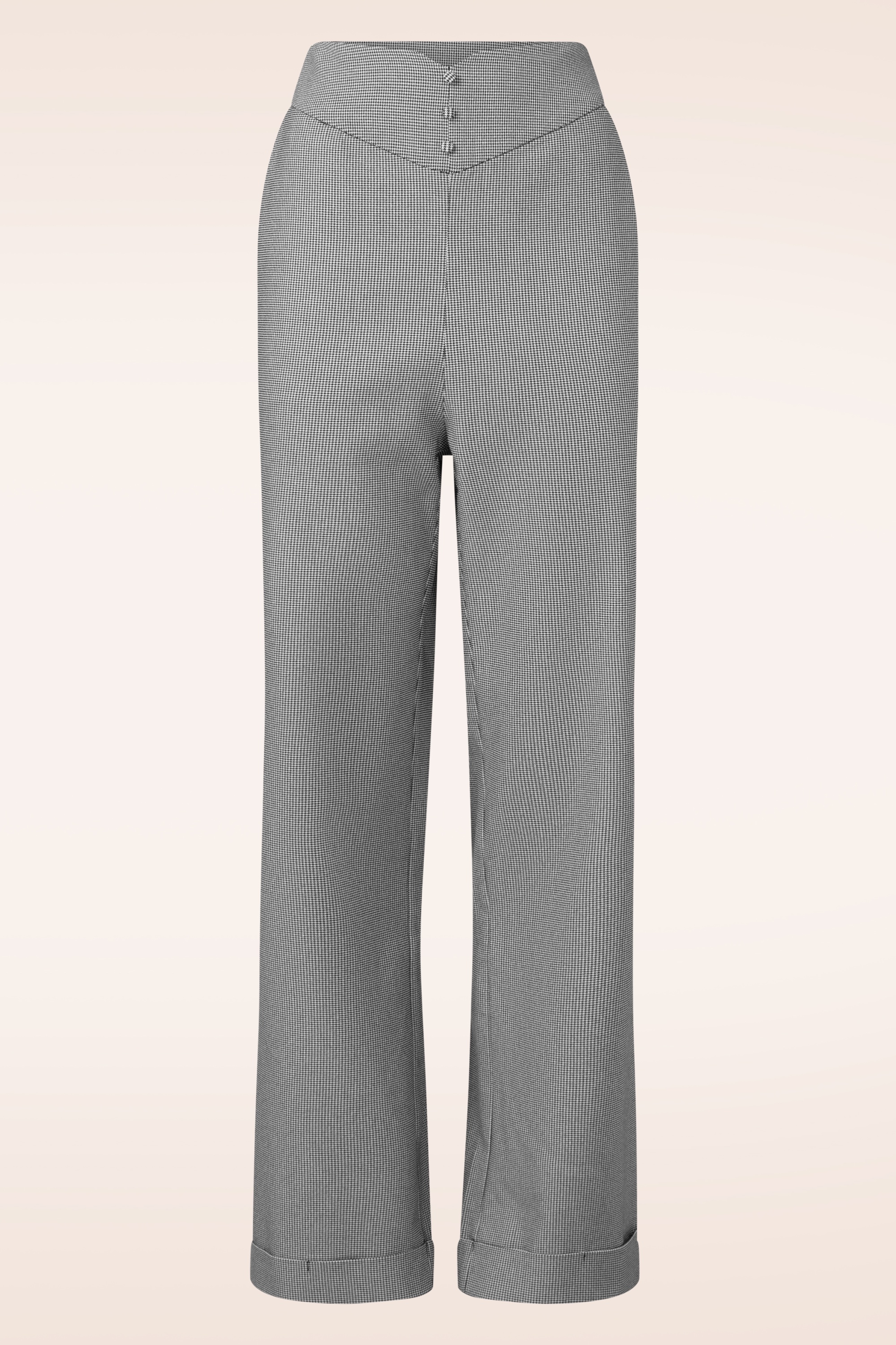 Topvintage Boutique Collection - Topvintage exclusive ~ Adeline pied de poule pantalon in zwart en wit 3