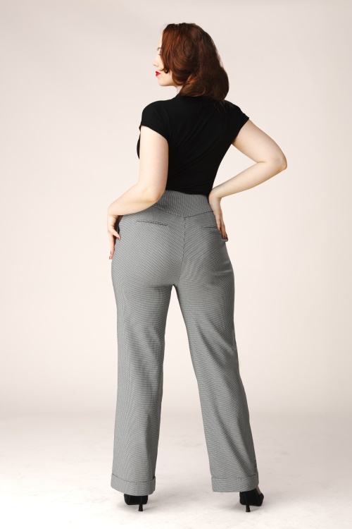 Topvintage Boutique Collection - Topvintage exclusive ~ Adeline pied de poule pantalon in zwart en wit 2