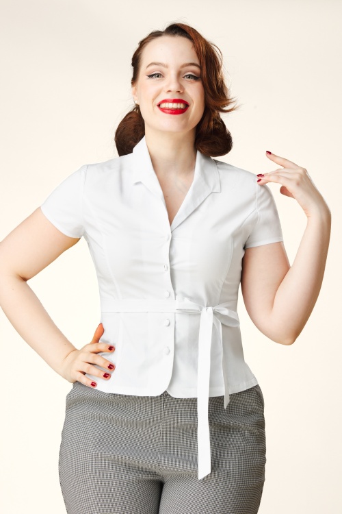 Topvintage Boutique Collection - Topvintage Exclusive ~ Darina blouse in wit