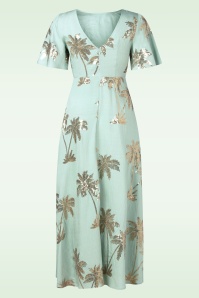 Traffic People - Rene Palmtree katoenen maxi jurk in lichtblauw 4