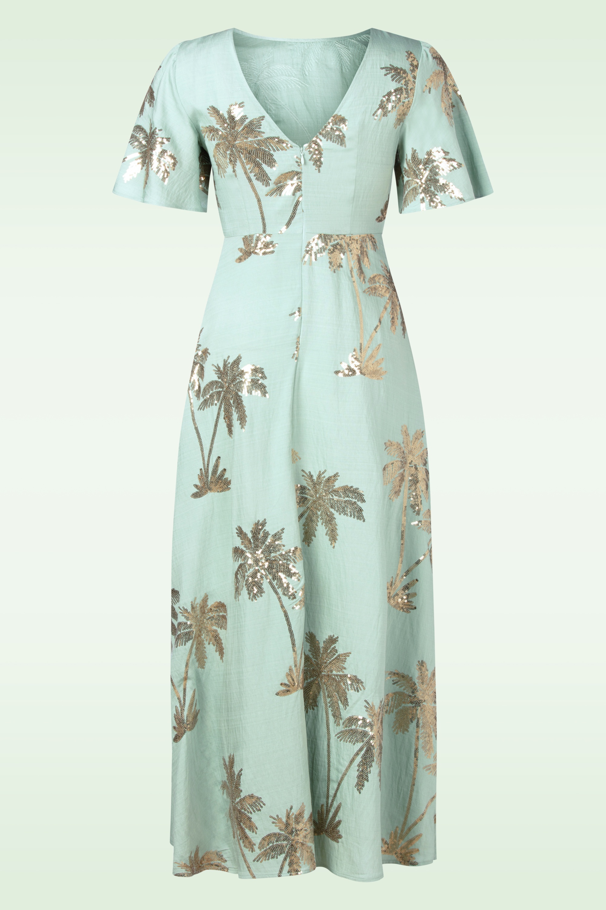 Traffic People - Rene Palmtree katoenen maxi jurk in lichtblauw 4