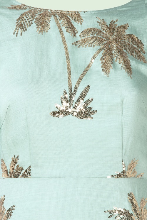 Traffic People - Rene Palmtree katoenen maxi jurk in lichtblauw 3