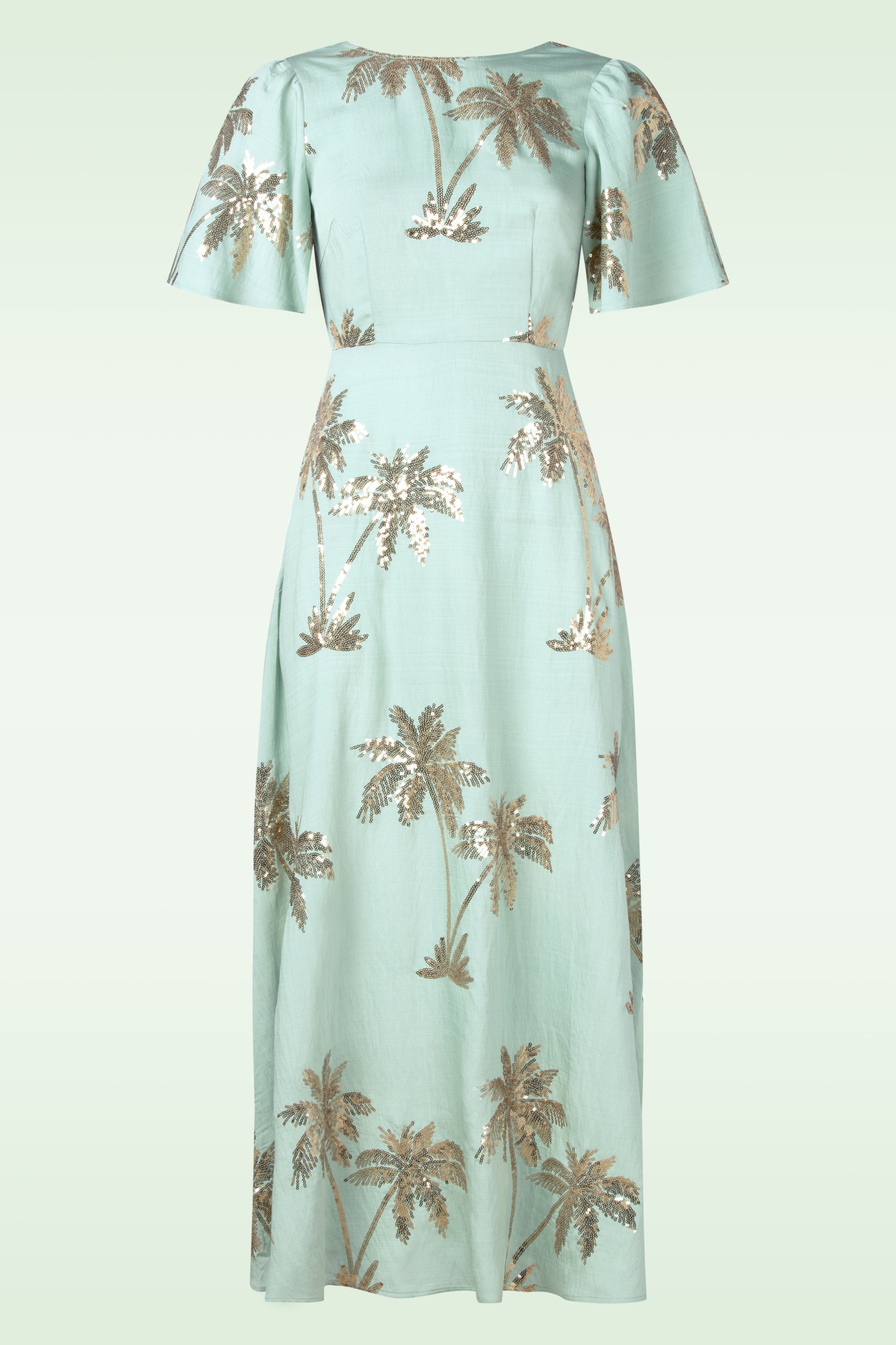 Traffic People - Rene Palmtree katoenen maxi jurk in lichtblauw 2