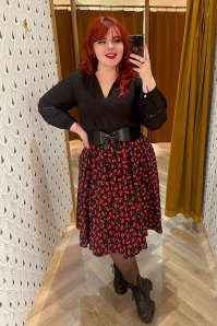 Topvintage Boutique Collection - Topvintage exclusive ~ Shelvia Cherry swing rok in zwart 8