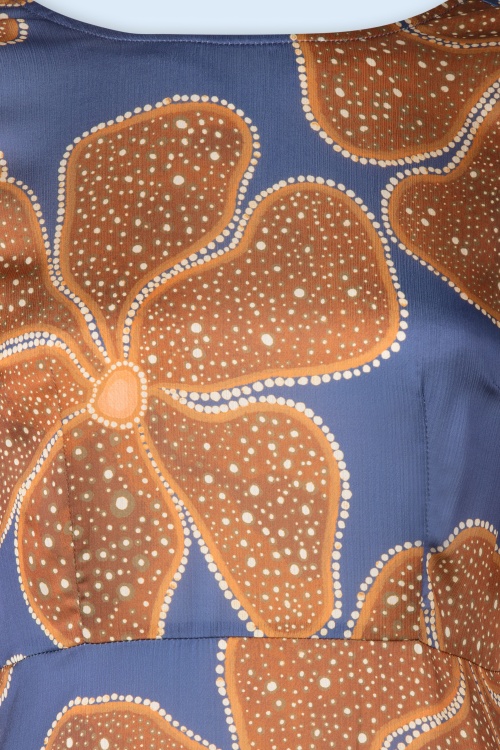 Traffic People - Rene Flower maxi jurk in blauw en bruin 2