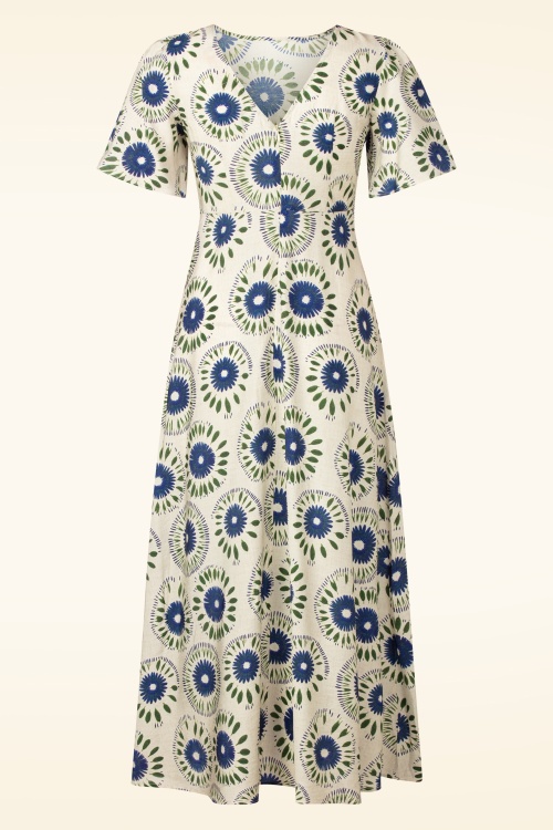 Traffic People - Rene Flower maxi jurk in crème en multi 3