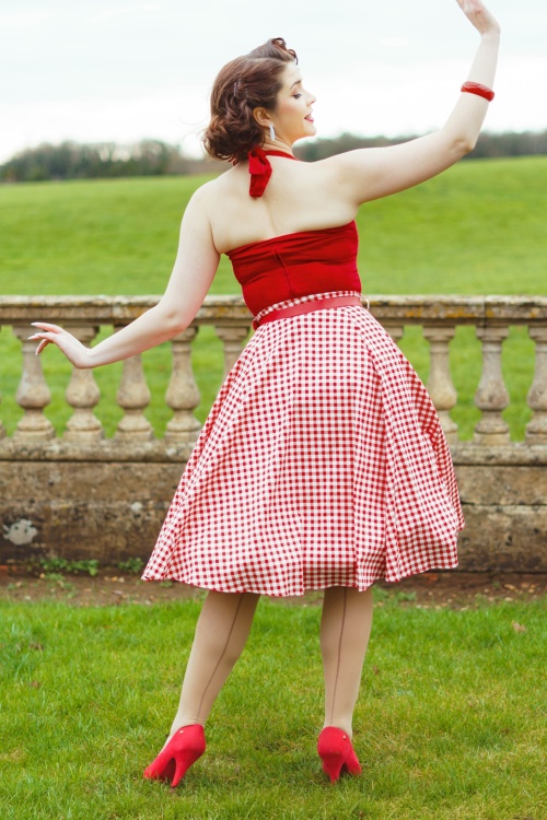 Hearts & Roses - Daisy Gingham swing rok in rood en wit 3