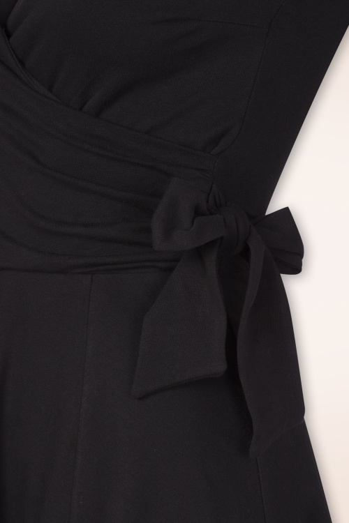 Vintage Chic for Topvintage - Topvintage exclusive ~ Layla viscose overslag jurk in zwart 2